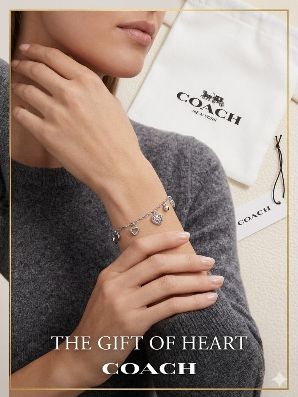 Coach Silver Charm Bracelet NWT